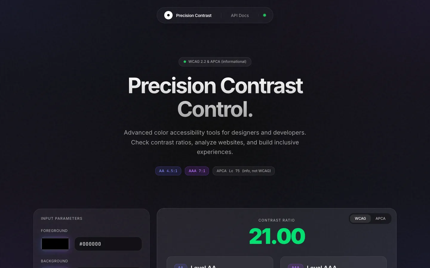 Precision Contrast Control interface
