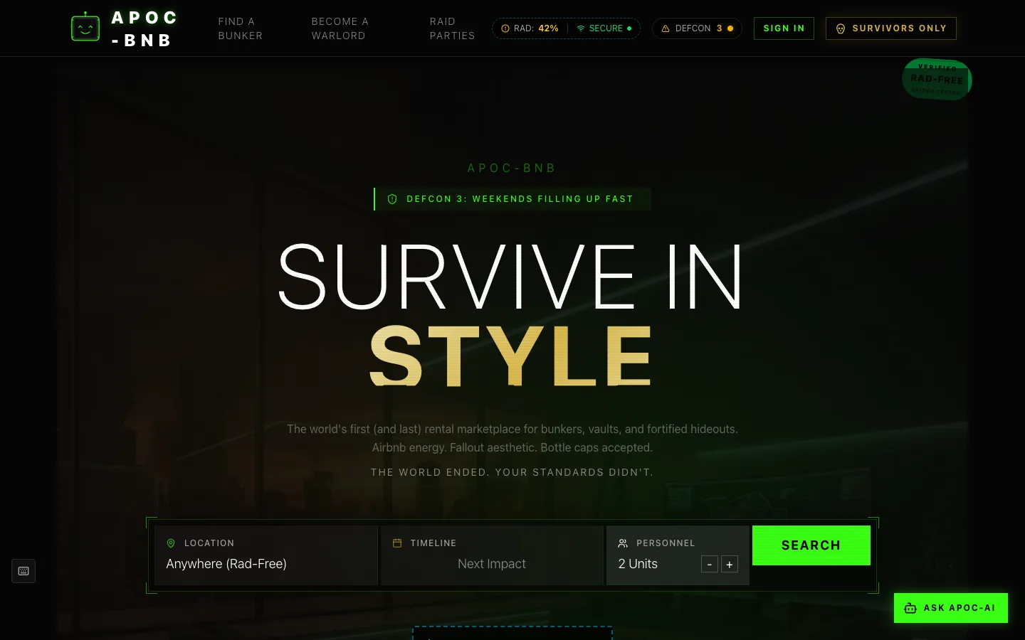Apoc BnB interface