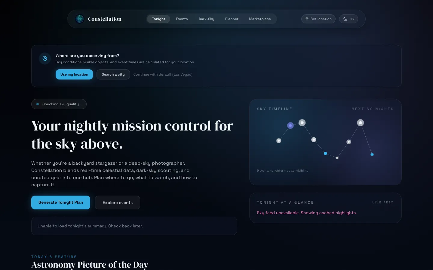 Constellation Events interface
