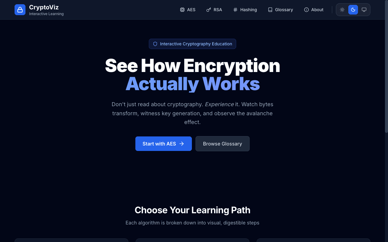 Encryption Visualizer application interface