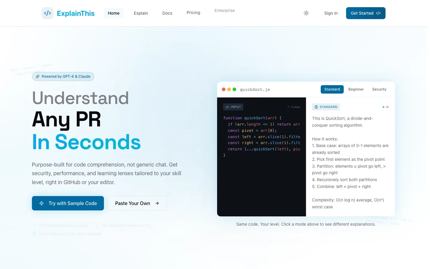 ExplainThisCode.ai interface