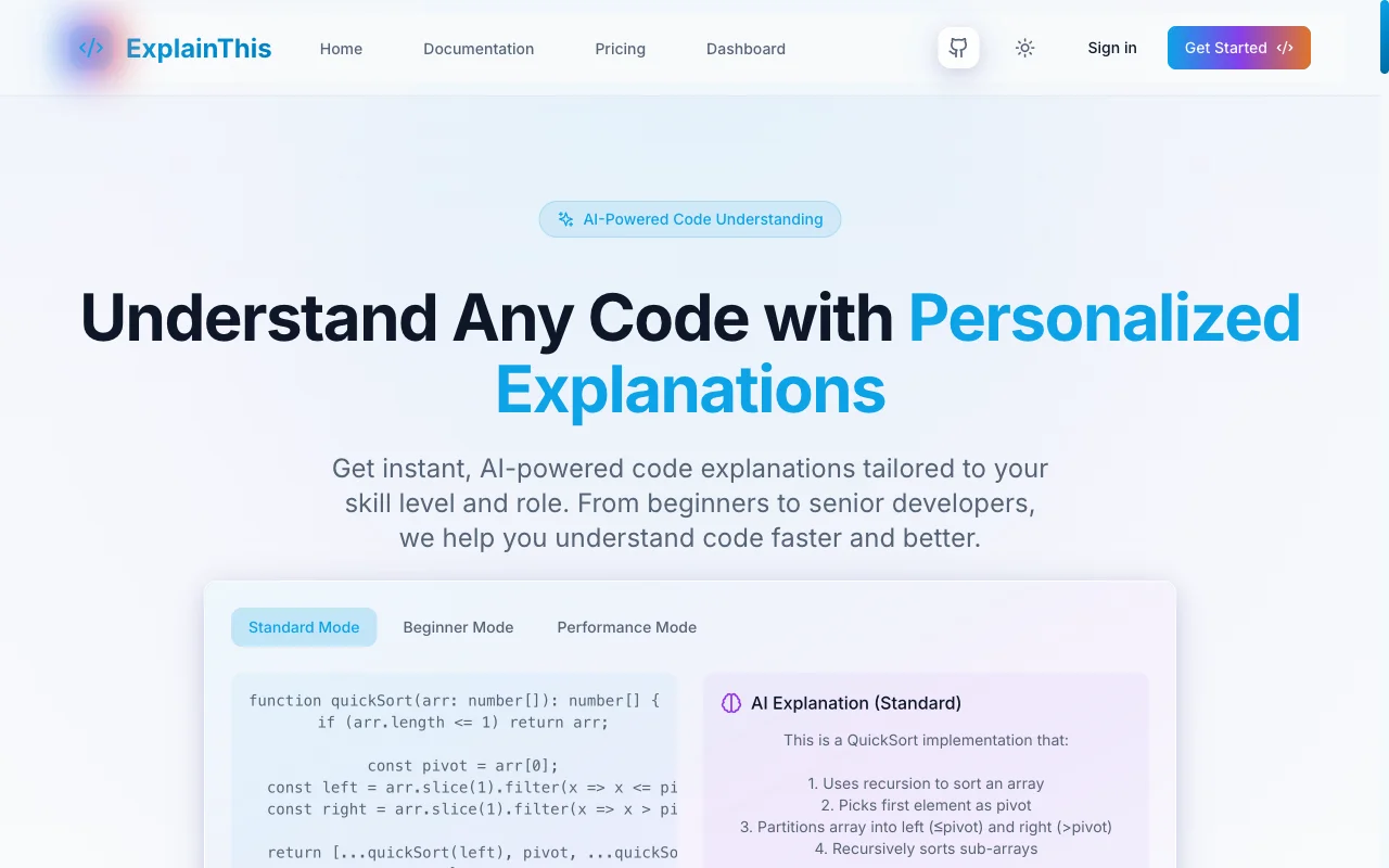 ExplainThisCode.ai application interface