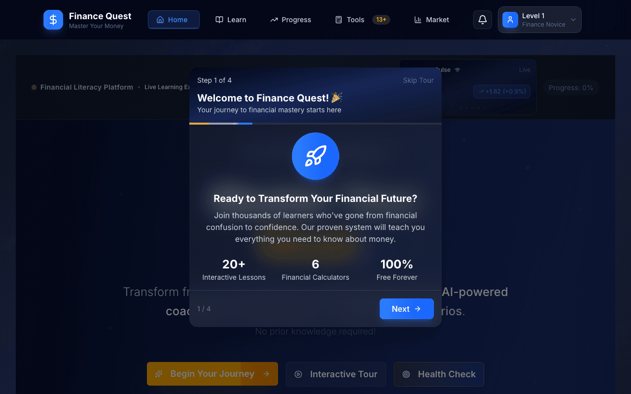 Screenshot of Finance Quest