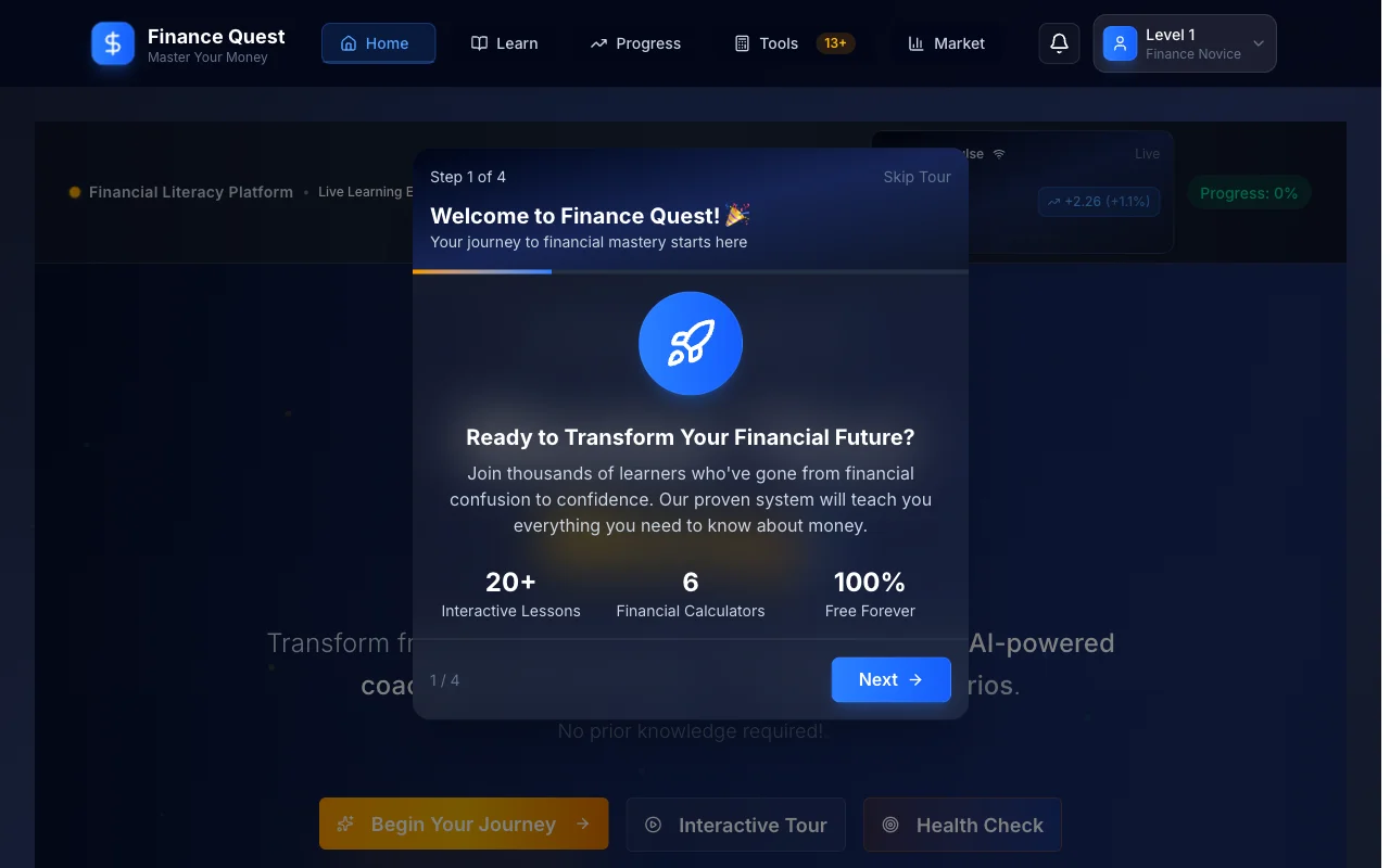 Finance Quest application interface