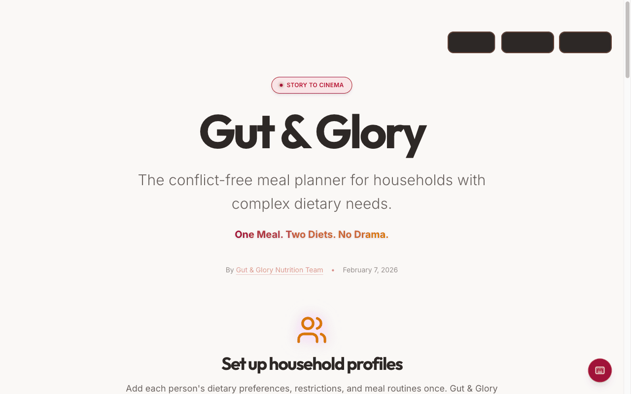 Guts & Glory application interface
