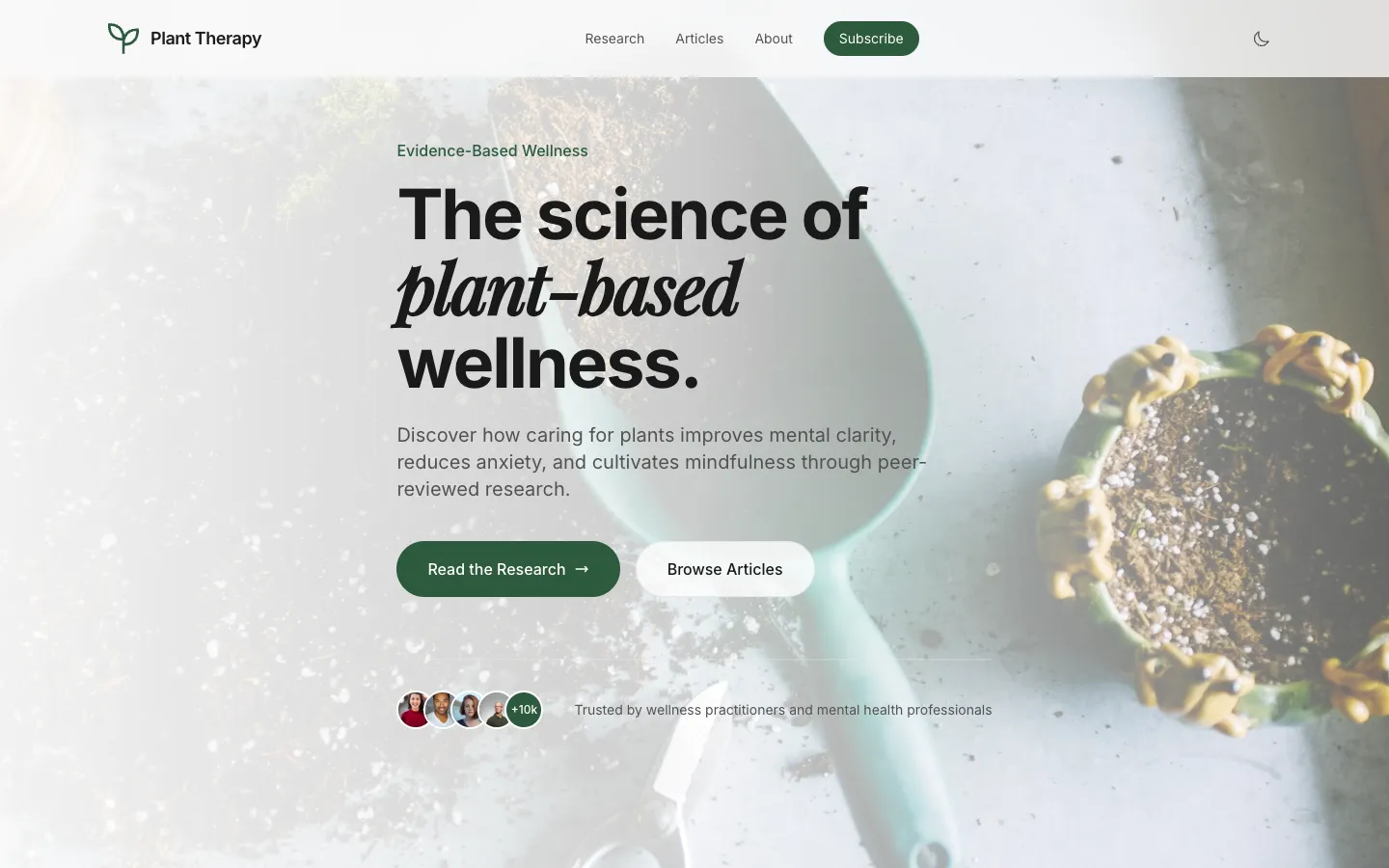 Plant Therapy Blog interface