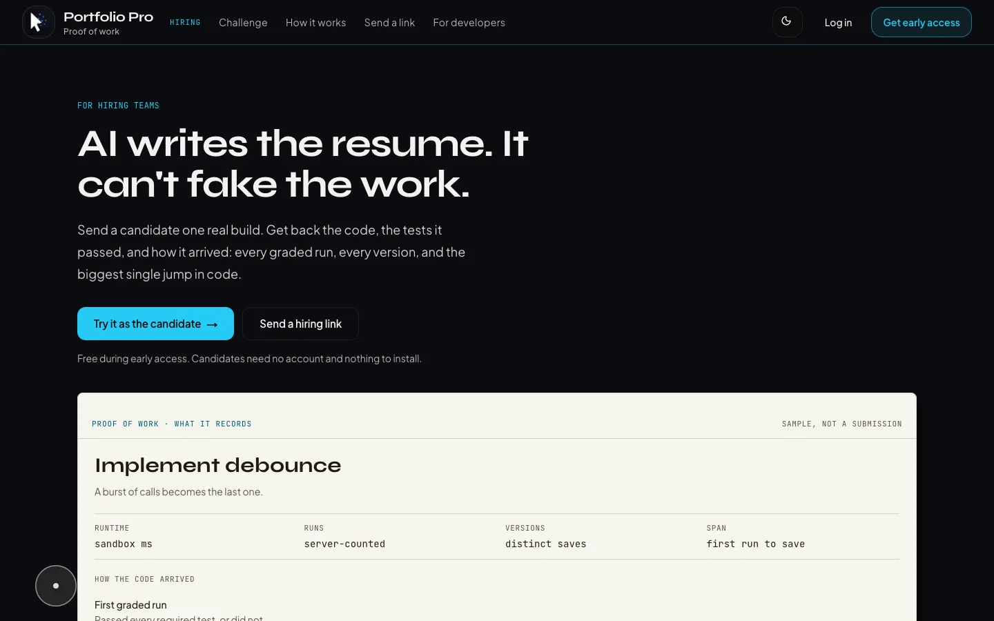 Portfolio-Pro interface
