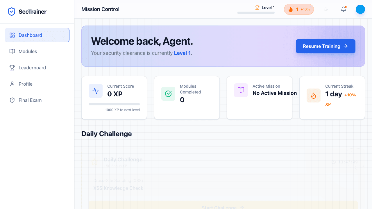 Screenshot of Security Trainer