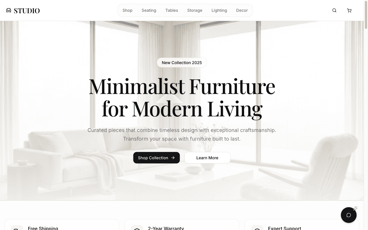 Studio Furniture application interface